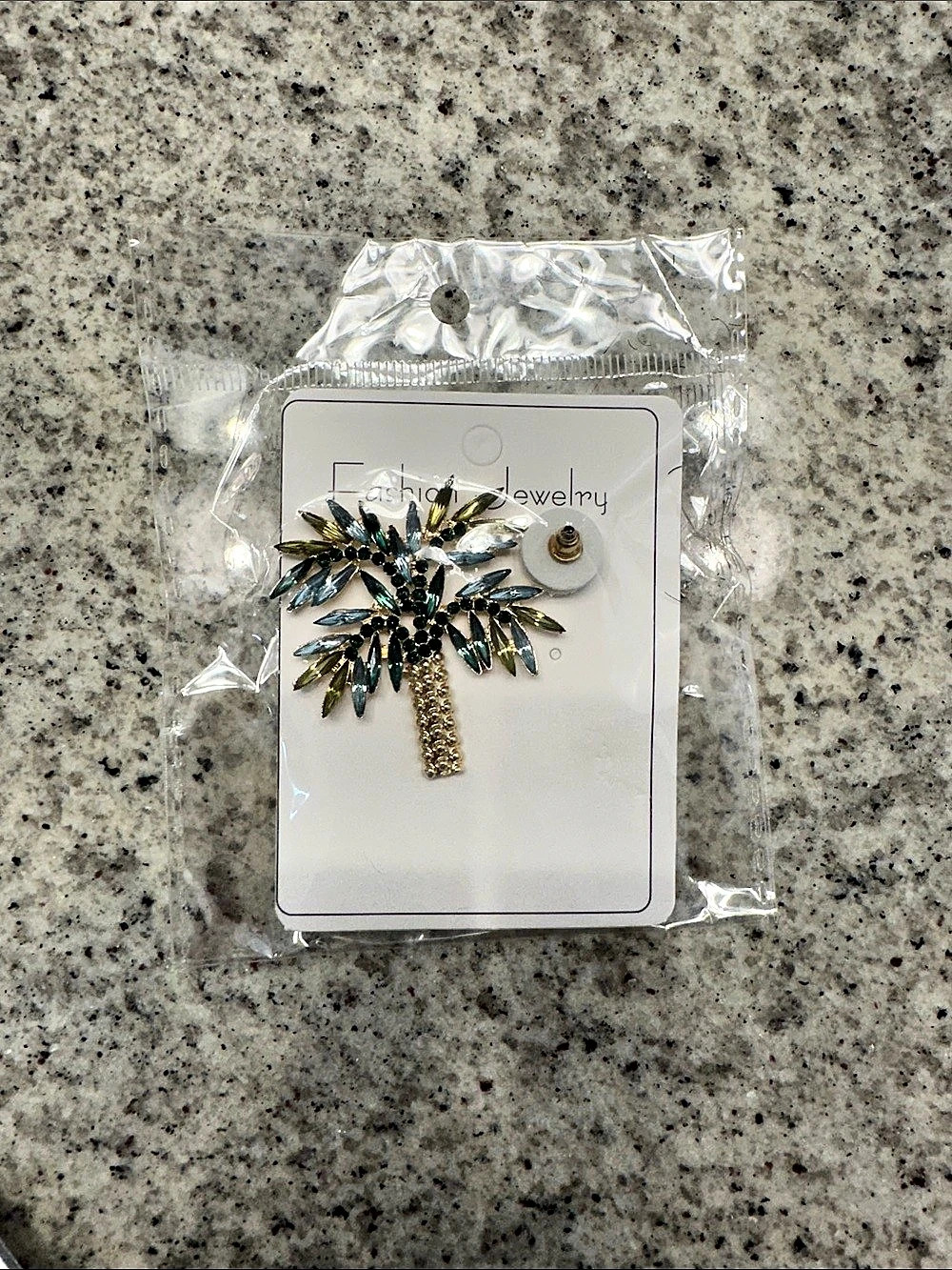 Palm Tree Earrings Gold & Green NWT